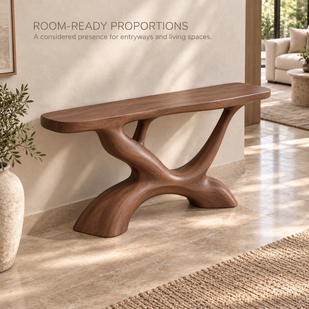 Ansel Sculptural Solid Wood Console Table - Design 681 - product detail 3