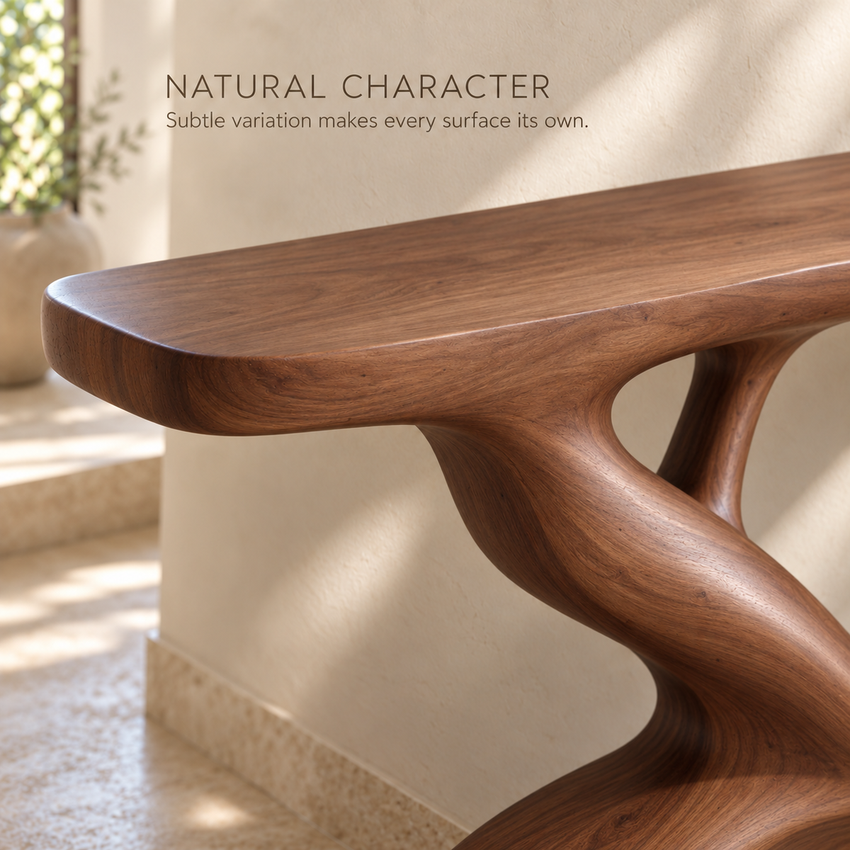 Ansel Sculptural Solid Wood Console Table - Design 681 - product detail 4
