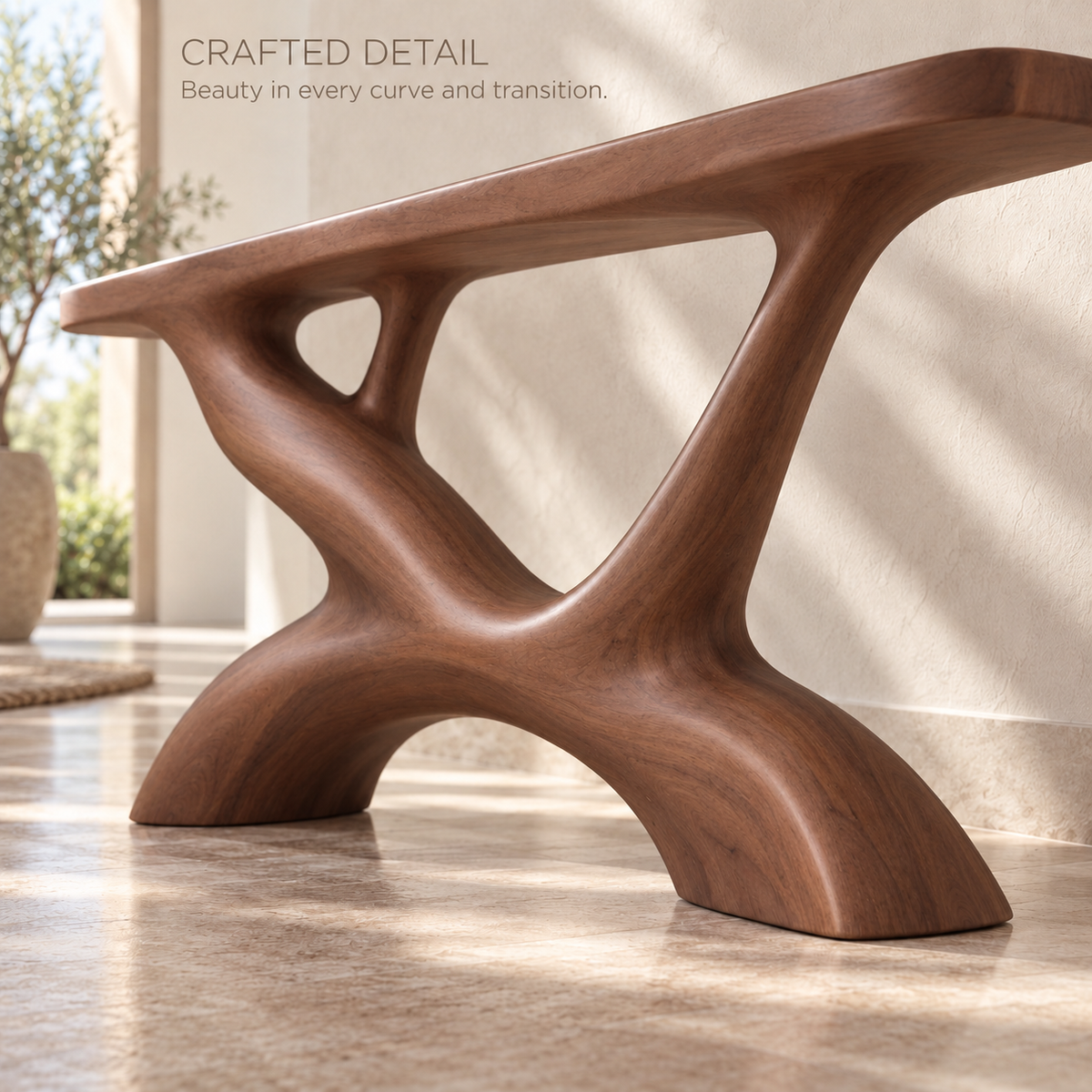 Ansel Sculptural Solid Wood Console Table - Design 681 - product detail 5