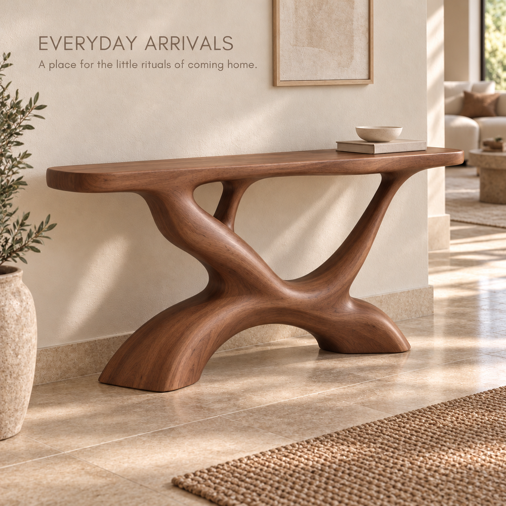 Ansel Sculptural Solid Wood Console Table - Design 681 - product detail 6