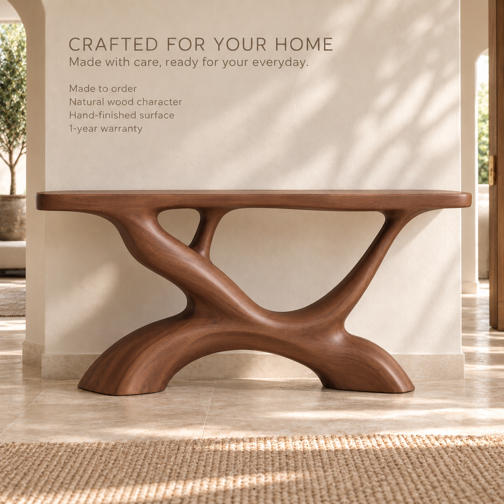 Ansel Sculptural Solid Wood Console Table - Design 681 - product detail 8