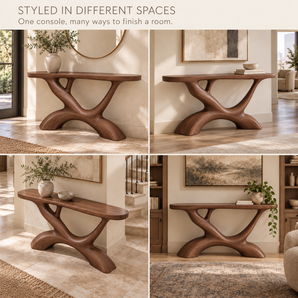 Ansel Sculptural Solid Wood Console Table - Design 681 - product detail 9