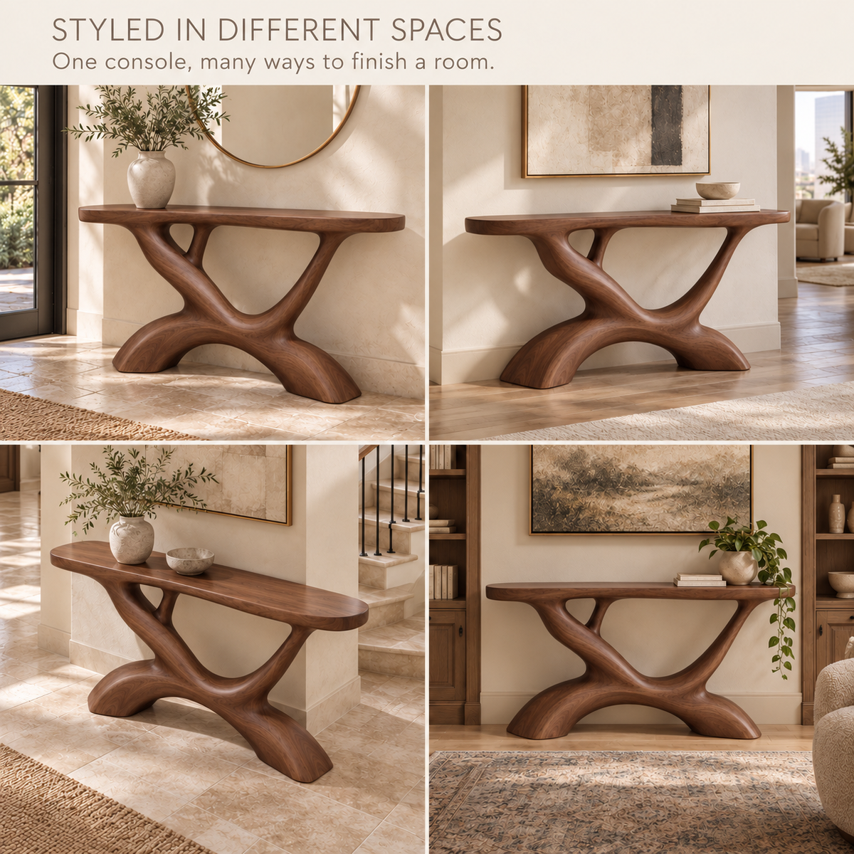 Ansel Sculptural Solid Wood Console Table - Design 681 - product detail 9