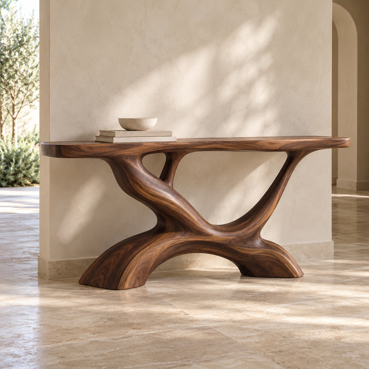 Ansel Sculptural Solid Wood Console Table - Design 681 - original main view