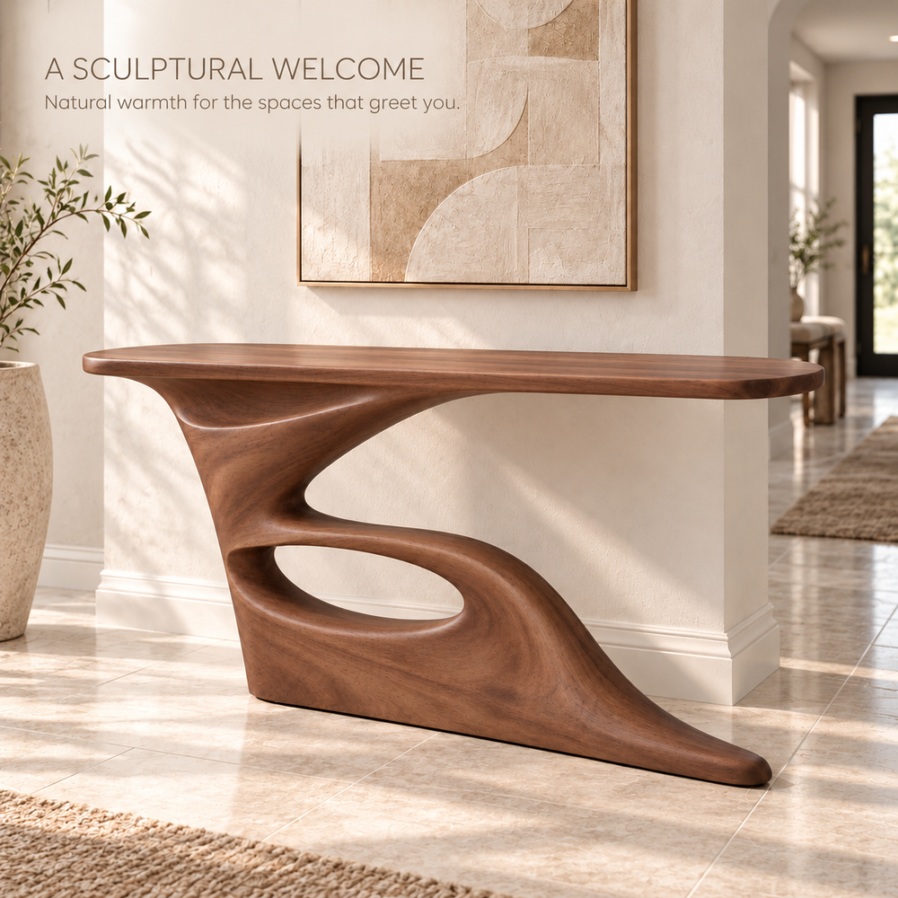 Marlowe Sculptural Solid Wood Console Table - Design 682 - product detail 1