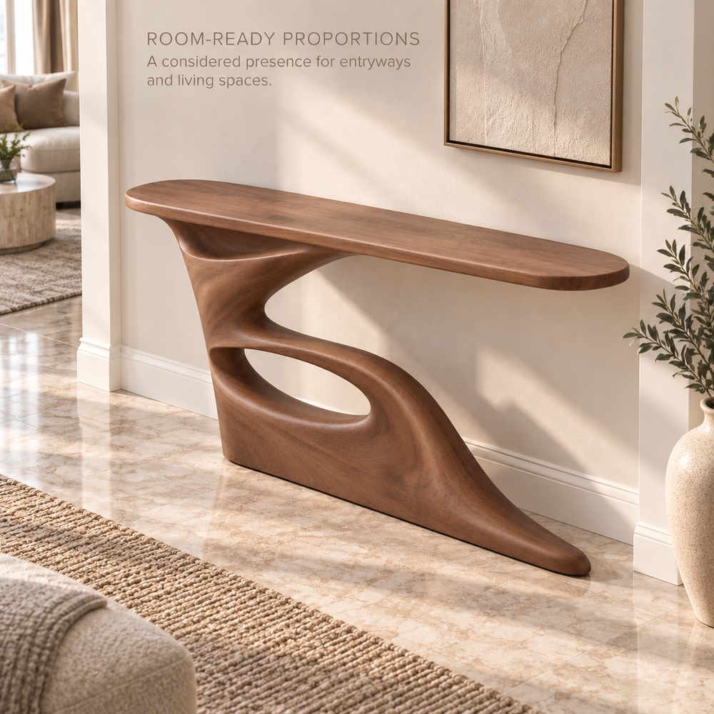 Marlowe Sculptural Solid Wood Console Table - Design 682 - product detail 3