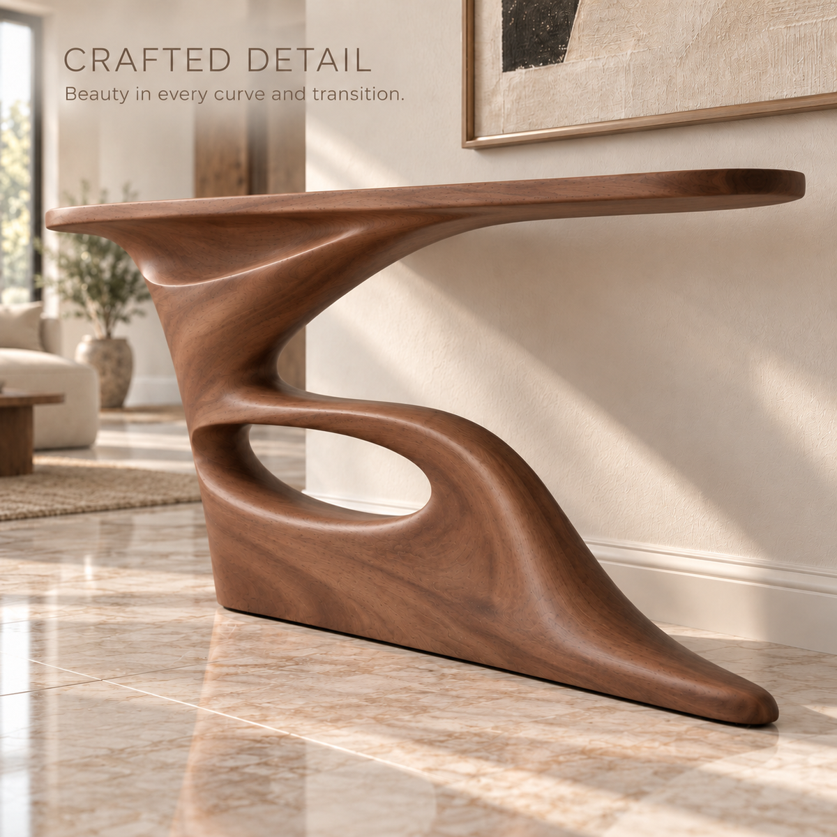 Marlowe Sculptural Solid Wood Console Table - Design 682 - product detail 5