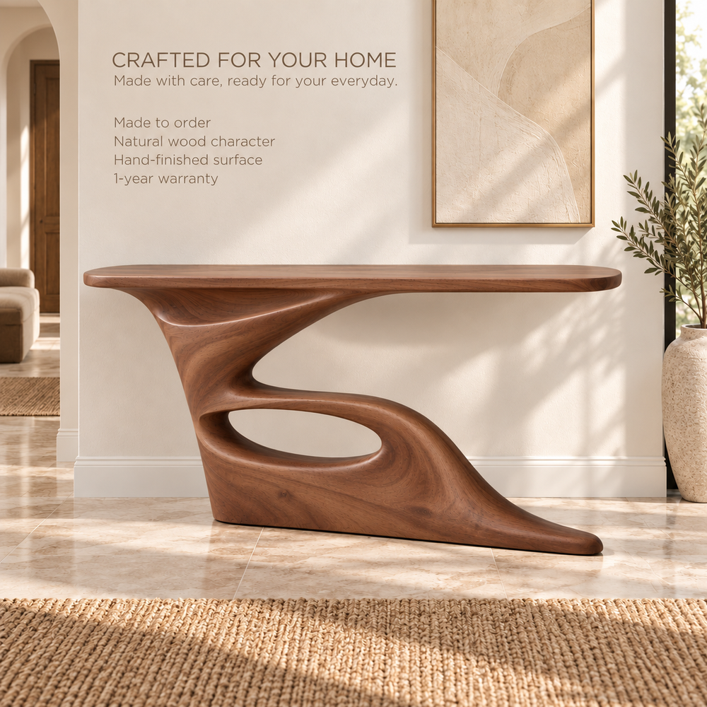 Marlowe Sculptural Solid Wood Console Table - Design 682 - product detail 8