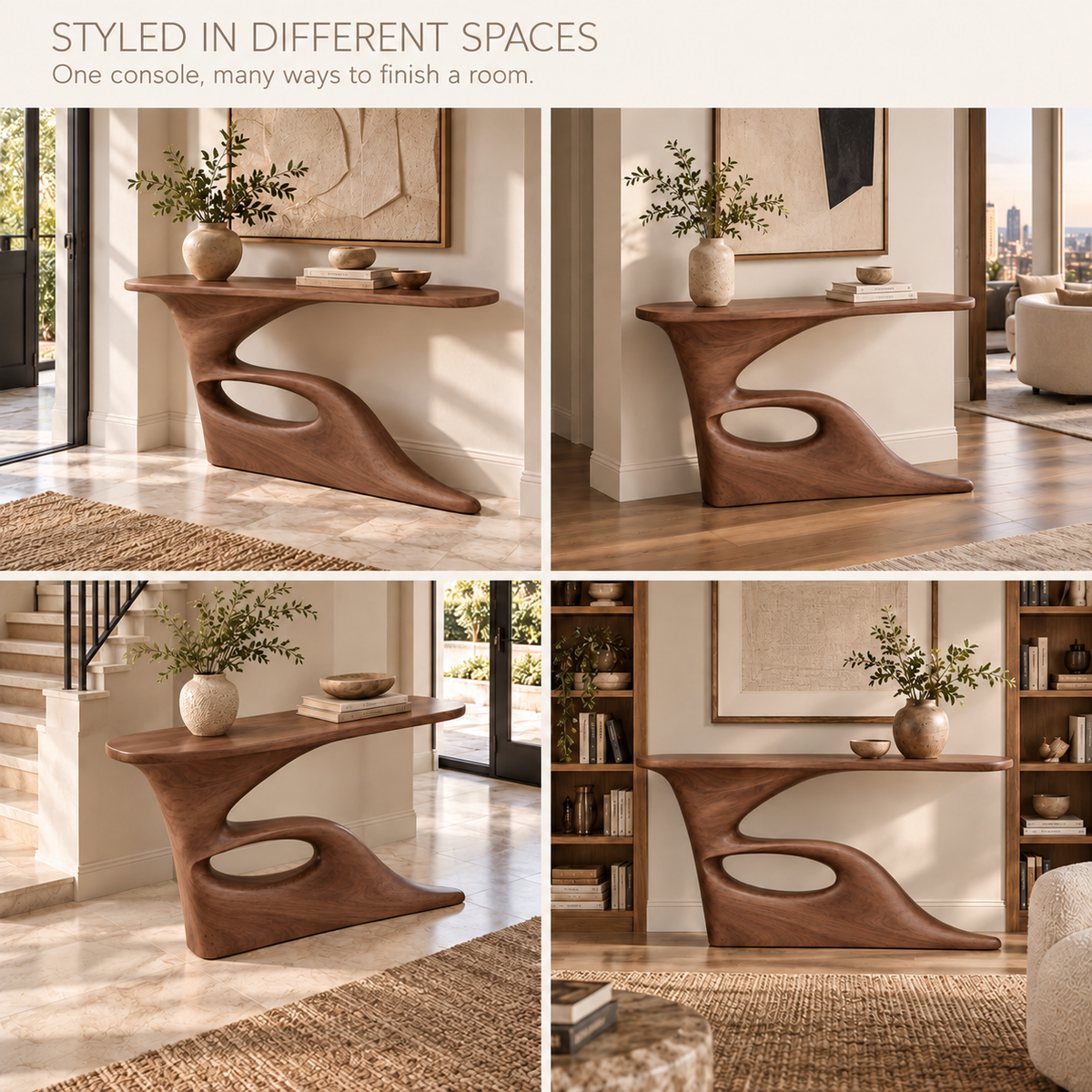 Marlowe Sculptural Solid Wood Console Table - Design 682 - product detail 9