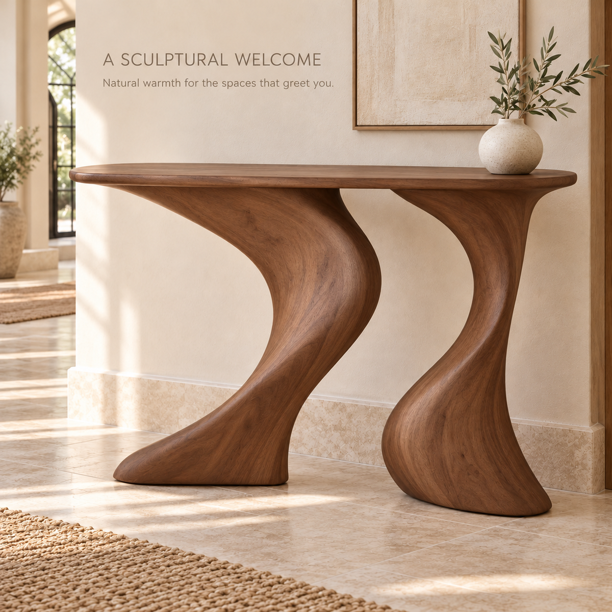 Esme Sculptural Solid Wood Console Table - Design 683 - product detail 1