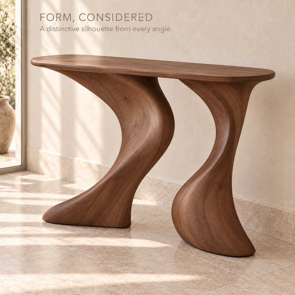 Esme Sculptural Solid Wood Console Table - Design 683 - product detail 2