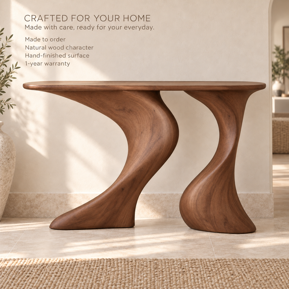 Esme Sculptural Solid Wood Console Table - Design 683 - product detail 8