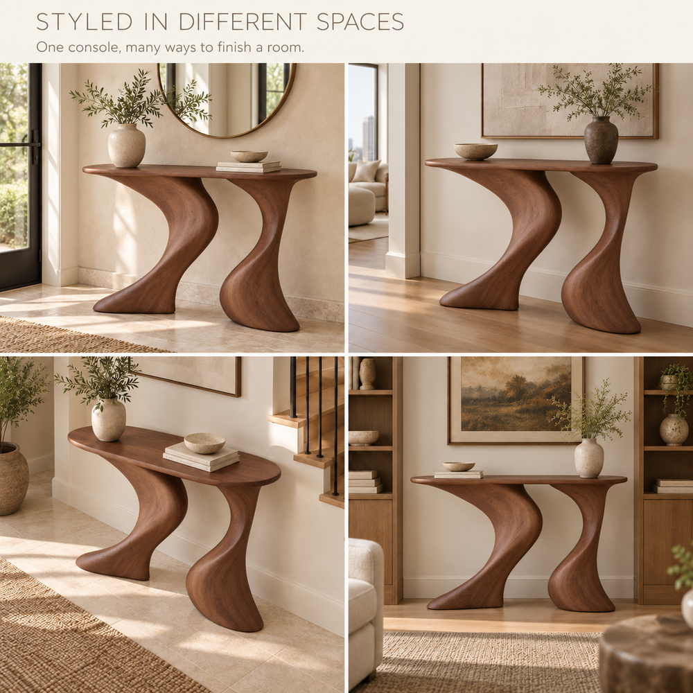 Esme Sculptural Solid Wood Console Table - Design 683 - product detail 9