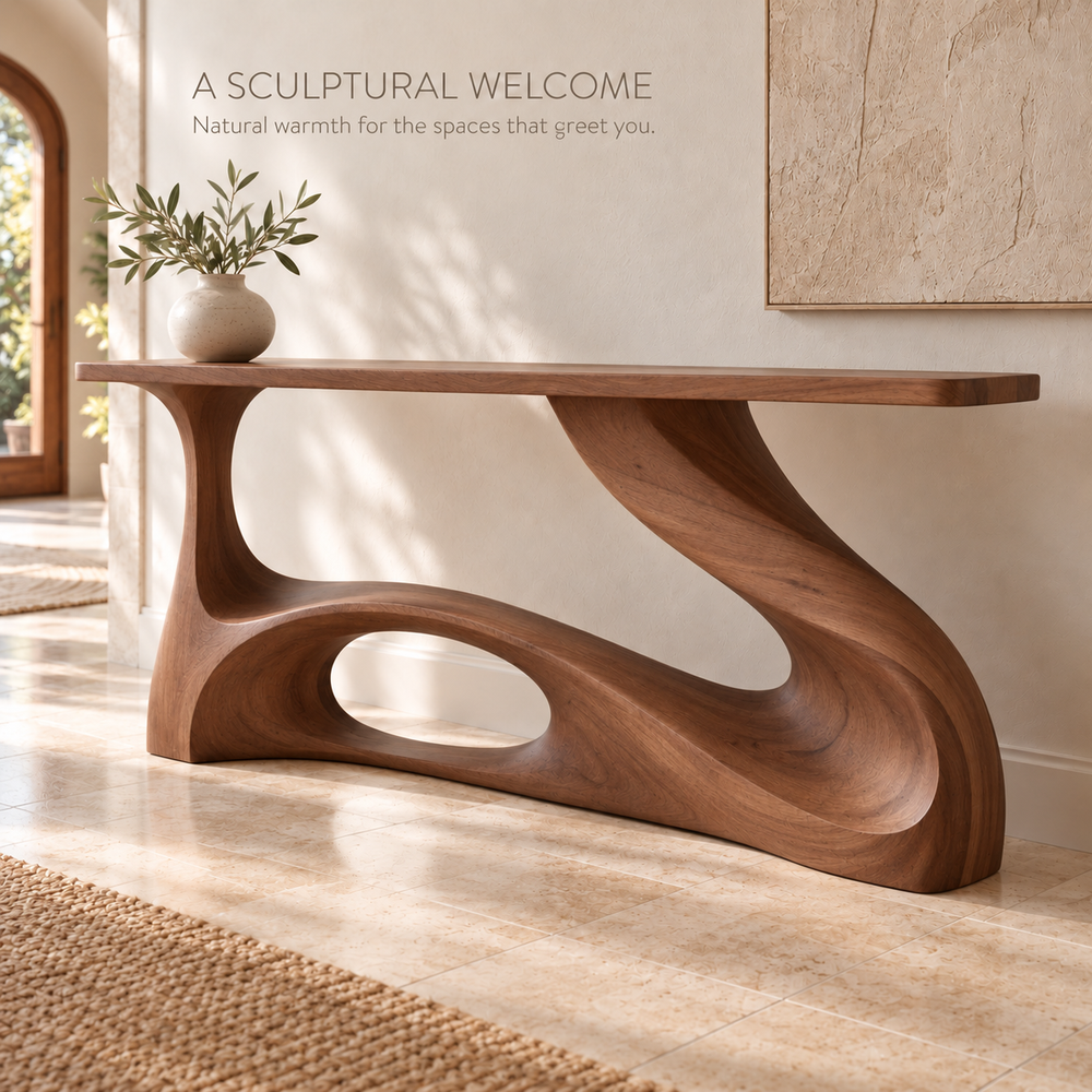Tova Sculptural Solid Wood Console Table - Design 684 - product detail 1