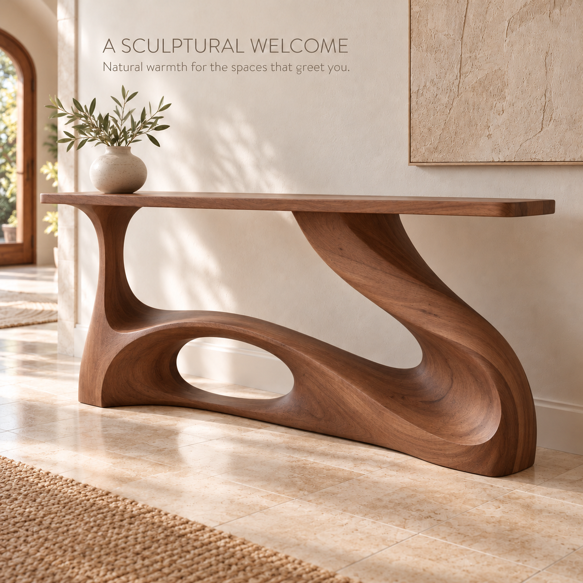 Tova Sculptural Solid Wood Console Table - Design 684 - product detail 1