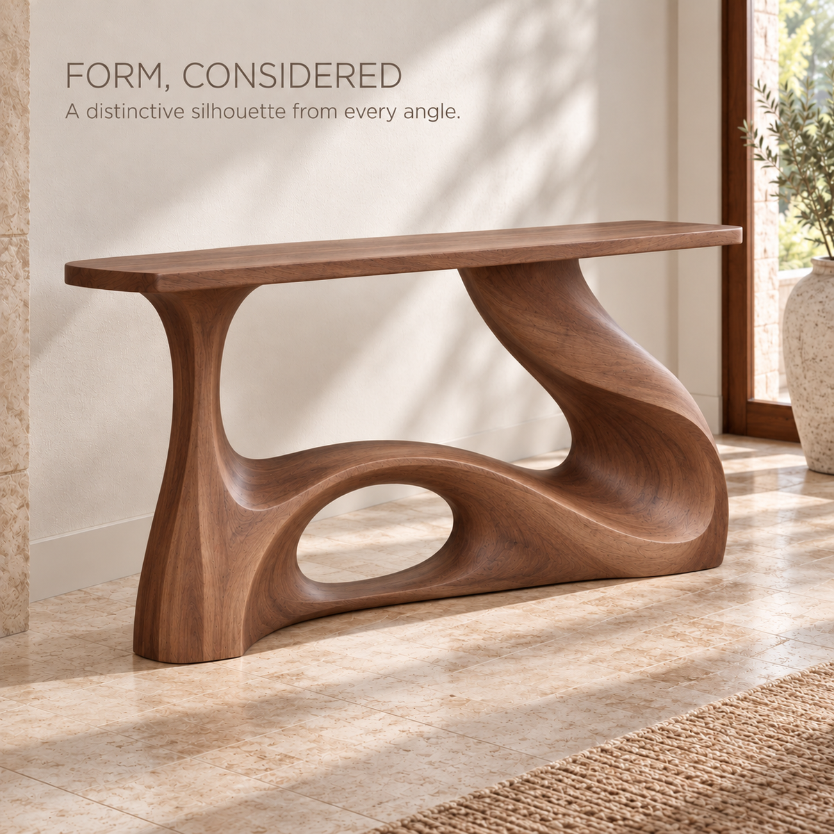 Tova Sculptural Solid Wood Console Table - Design 684 - product detail 2