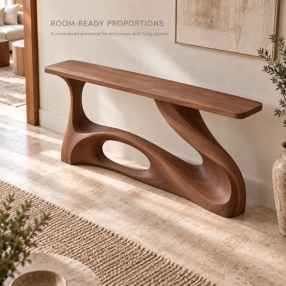 Tova Sculptural Solid Wood Console Table - Design 684 - product detail 3