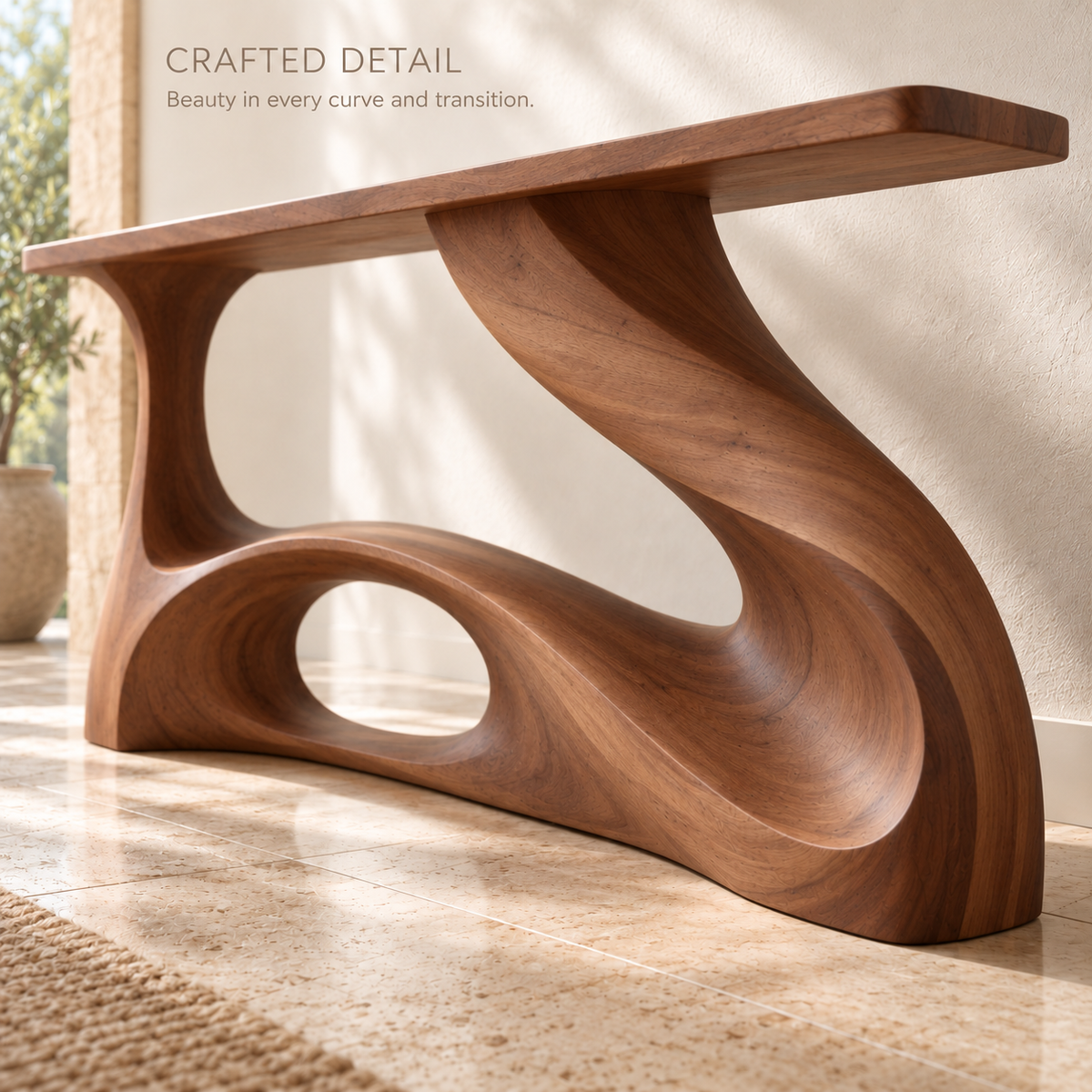 Tova Sculptural Solid Wood Console Table - Design 684 - product detail 5
