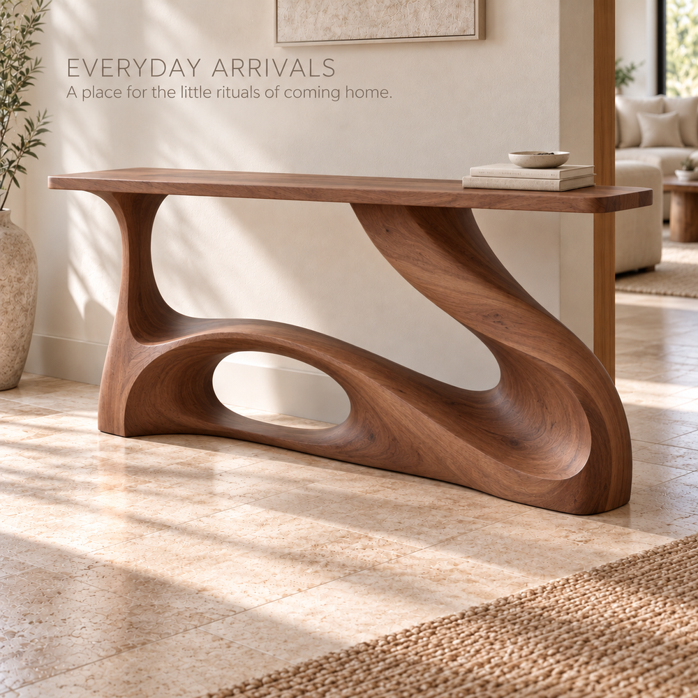 Tova Sculptural Solid Wood Console Table - Design 684 - product detail 6