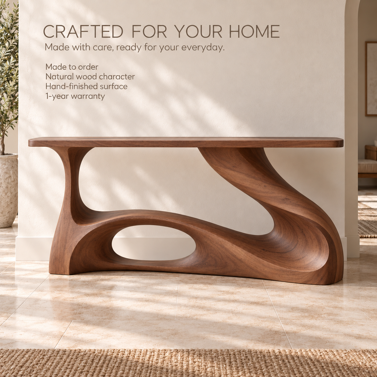 Tova Sculptural Solid Wood Console Table - Design 684 - product detail 8