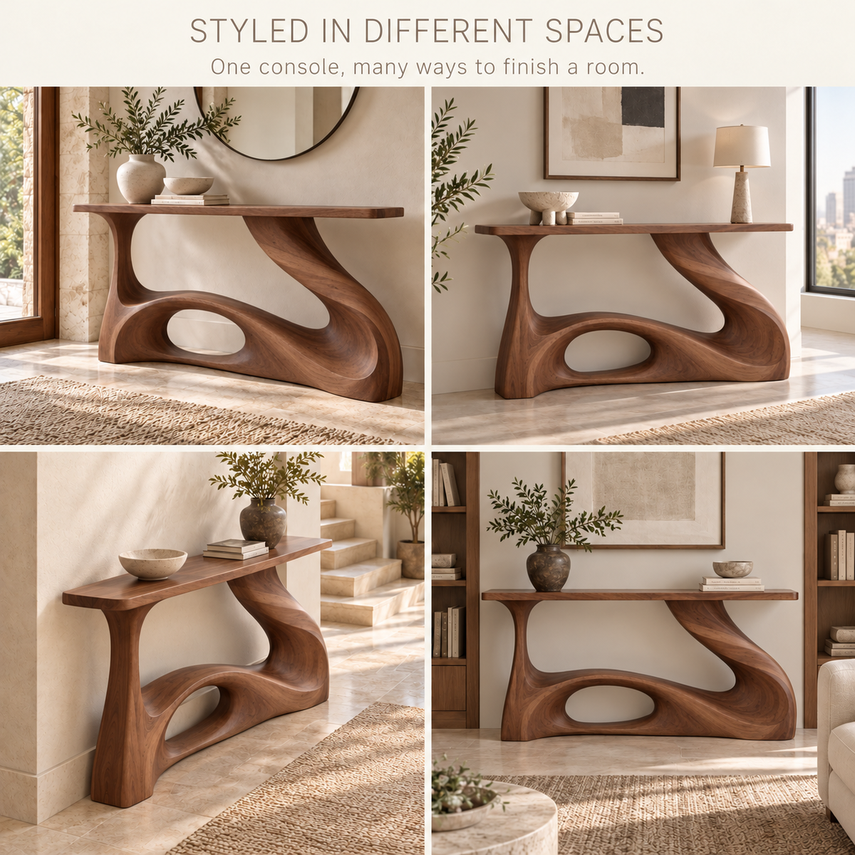 Tova Sculptural Solid Wood Console Table - Design 684 - product detail 9