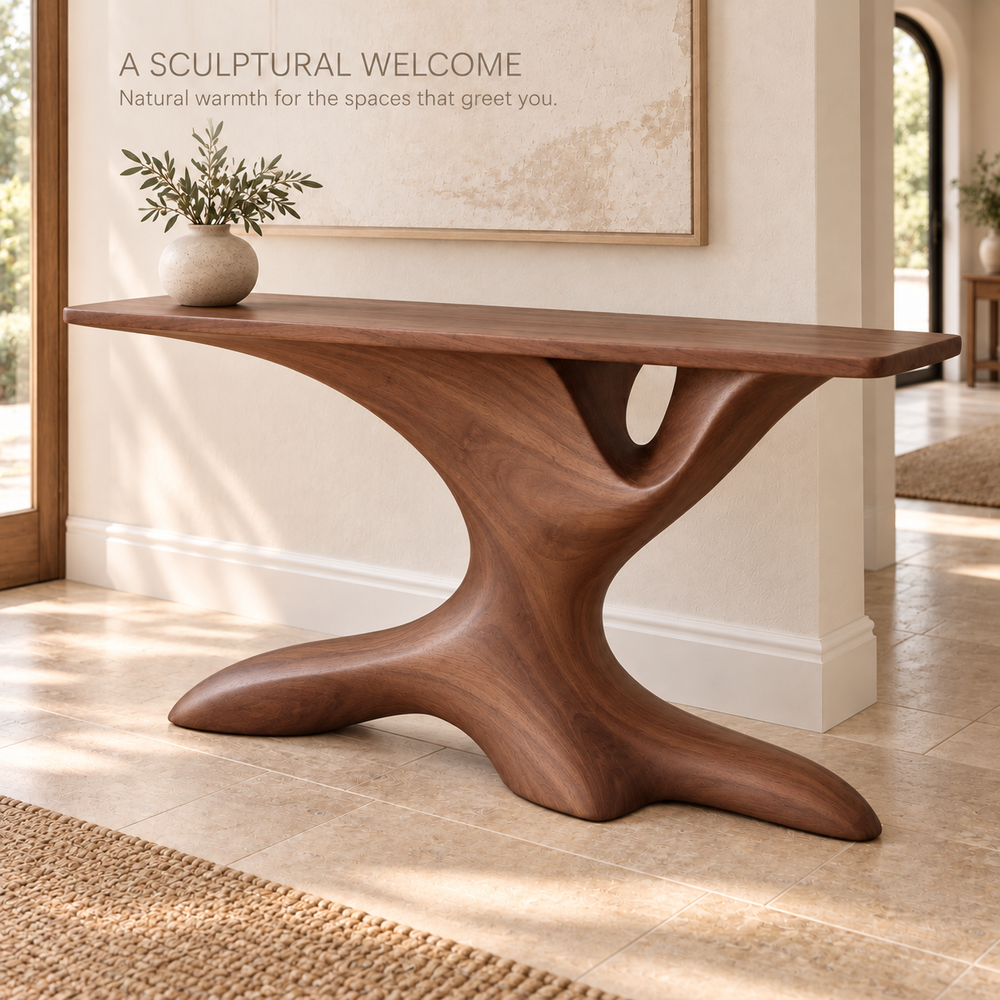 Ilyan Sculptural Solid Wood Console Table - Design 685 - product detail 1