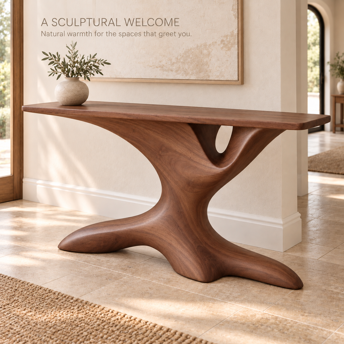 Ilyan Sculptural Solid Wood Console Table - Design 685 - product detail 1