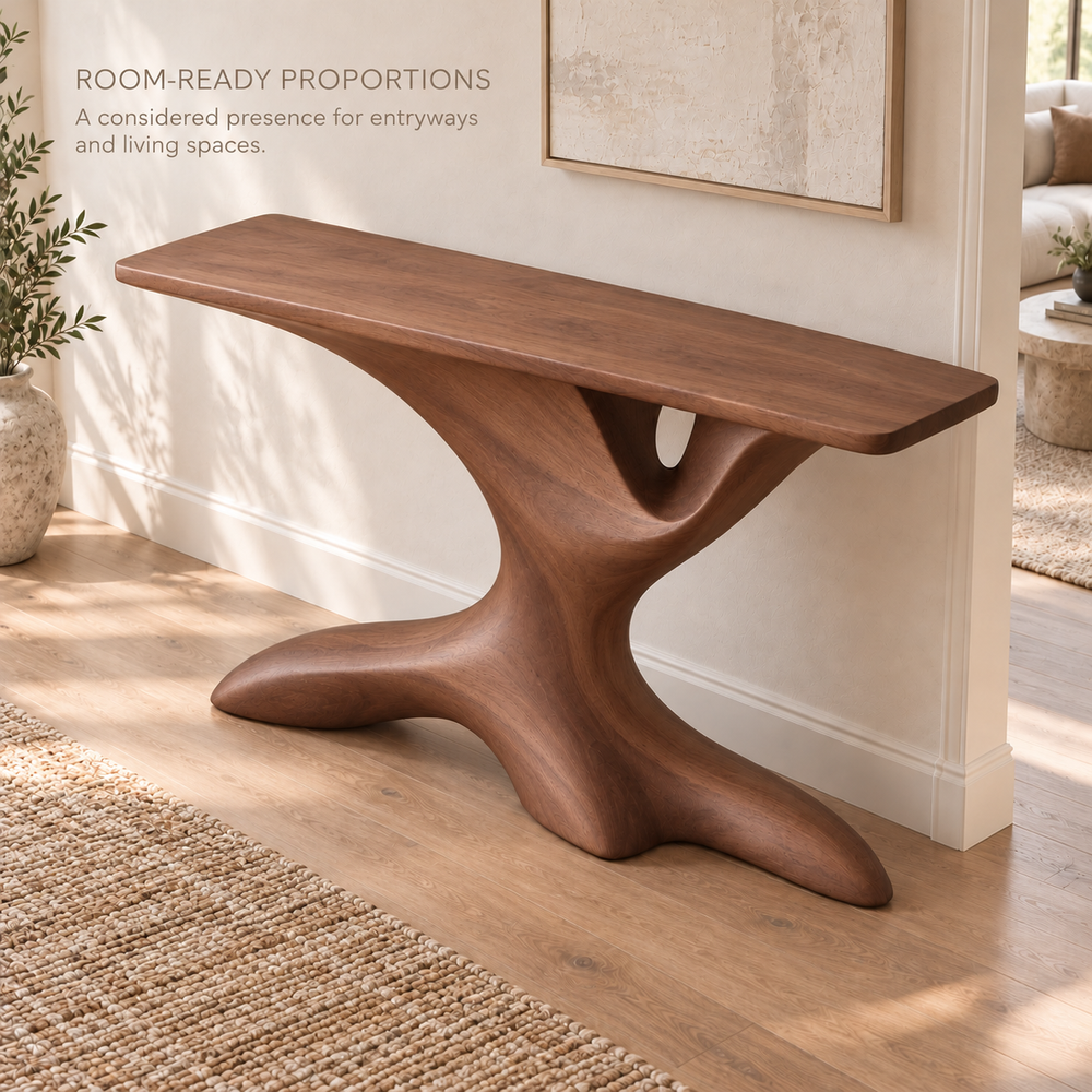 Ilyan Sculptural Solid Wood Console Table - Design 685 - product detail 3