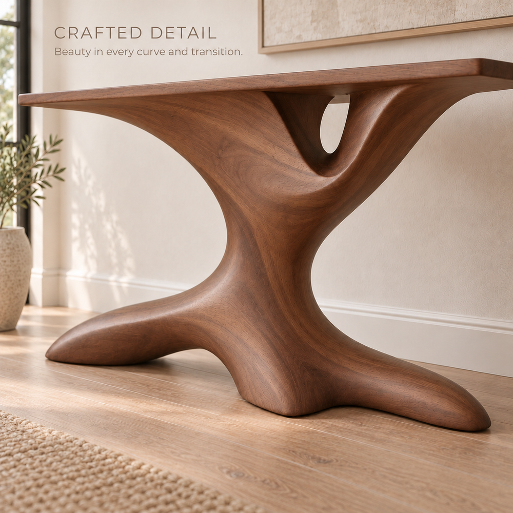 Ilyan Sculptural Solid Wood Console Table - Design 685 - product detail 5
