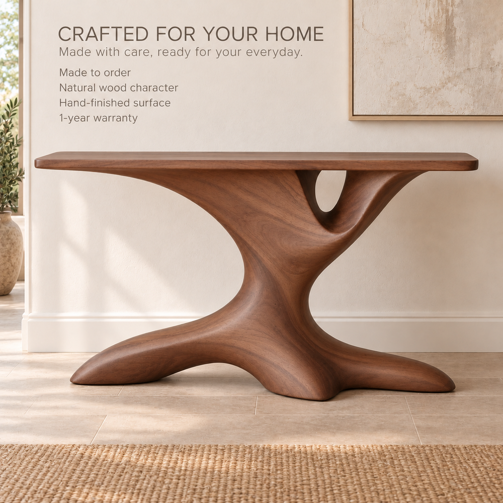 Ilyan Sculptural Solid Wood Console Table - Design 685 - product detail 8