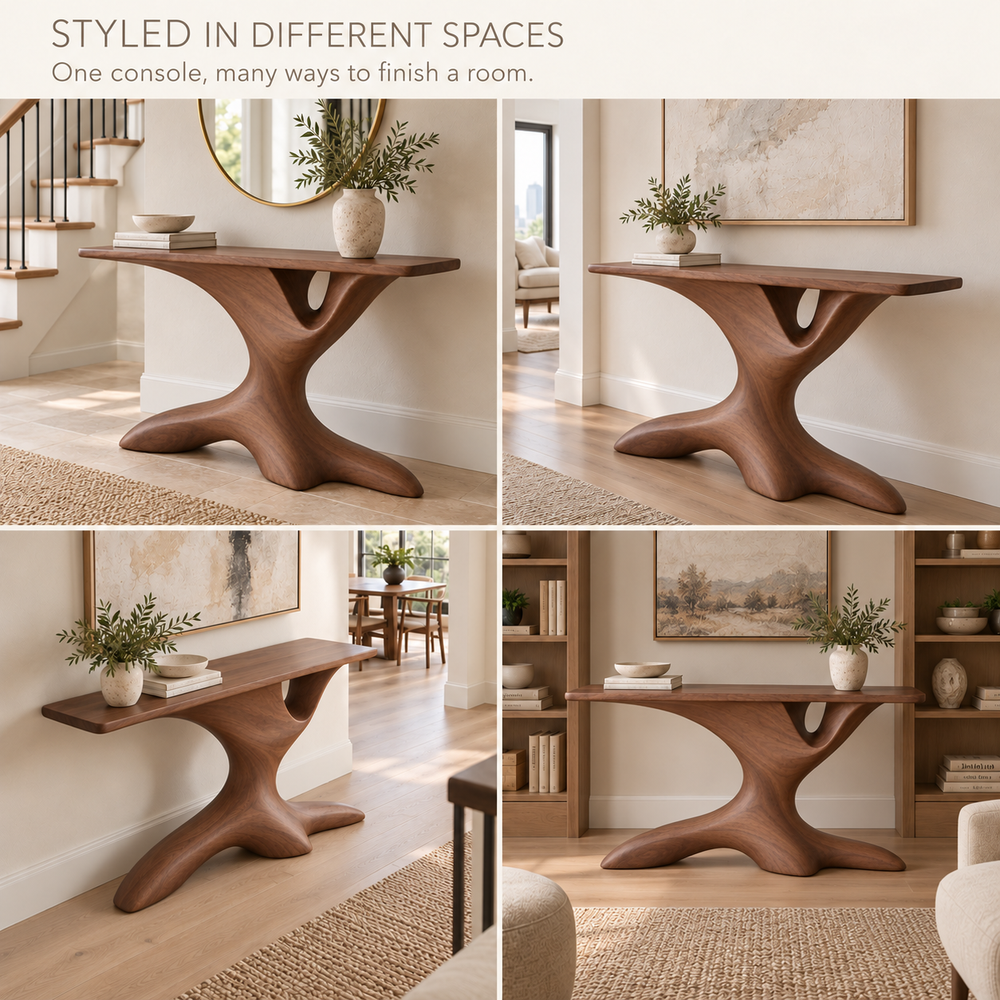 Ilyan Sculptural Solid Wood Console Table - Design 685 - product detail 9