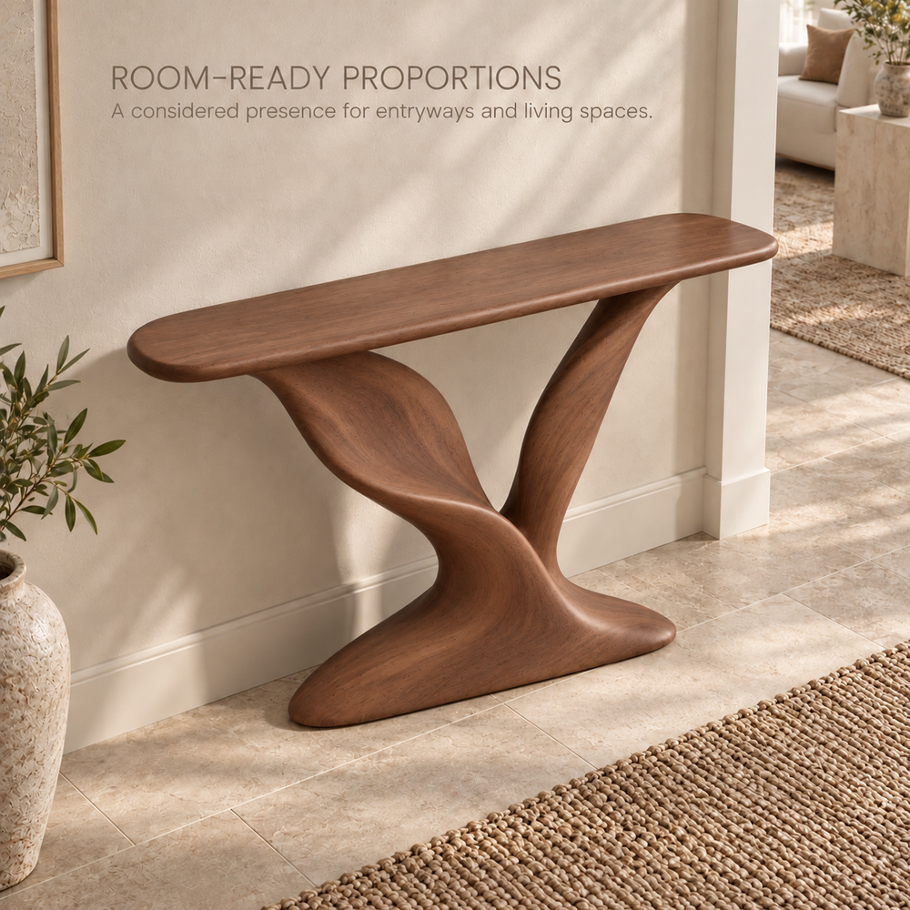 Sylvie Sculptural Solid Wood Console Table - Design 686 - product detail 3