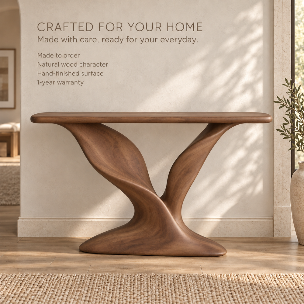 Sylvie Sculptural Solid Wood Console Table - Design 686 - product detail 8