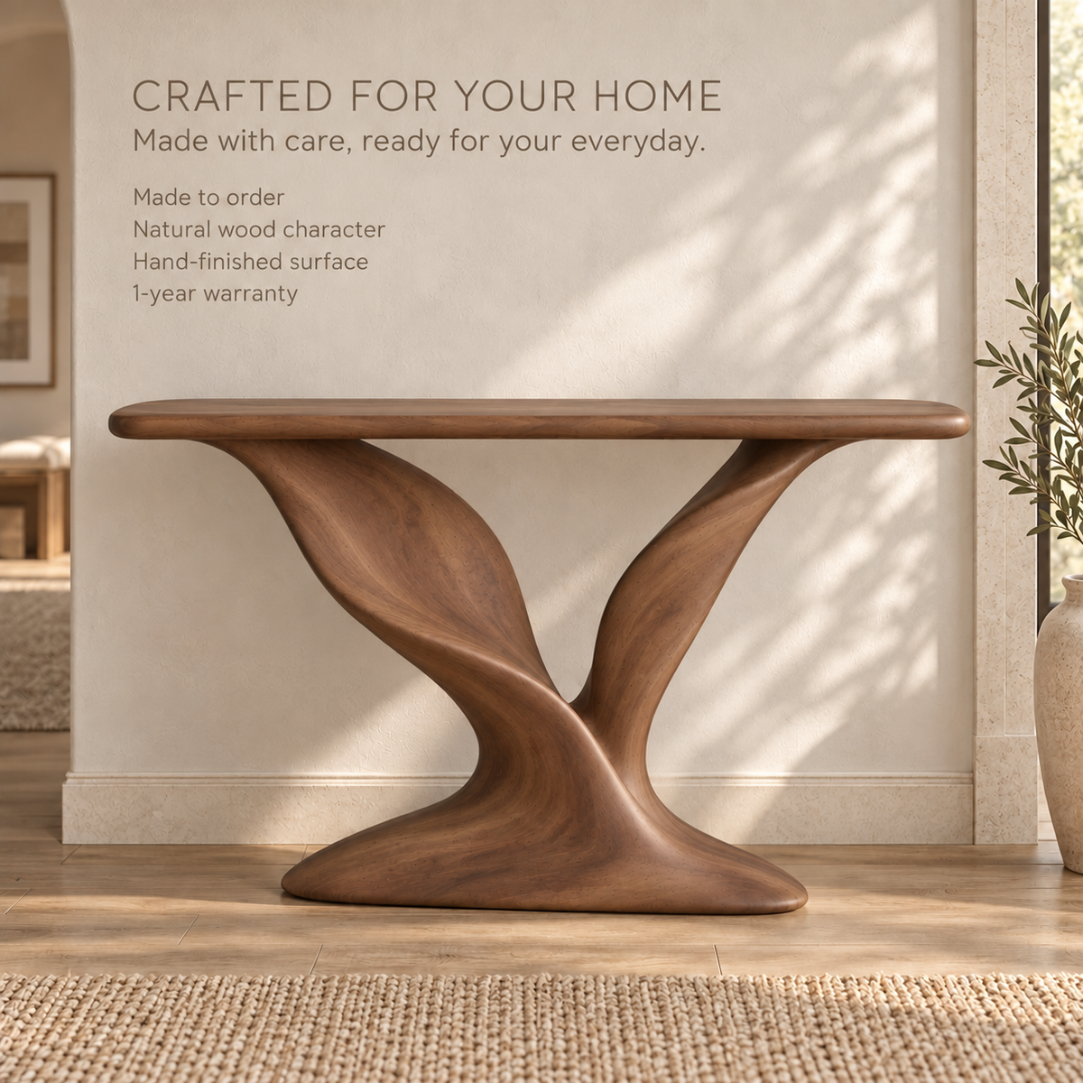 Sylvie Sculptural Solid Wood Console Table - Design 686 - product detail 8