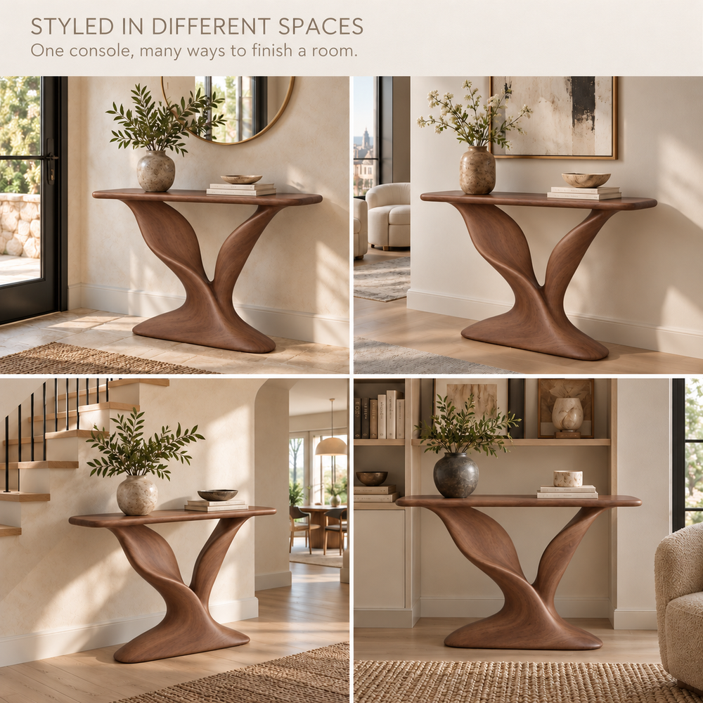 Sylvie Sculptural Solid Wood Console Table - Design 686 - product detail 9