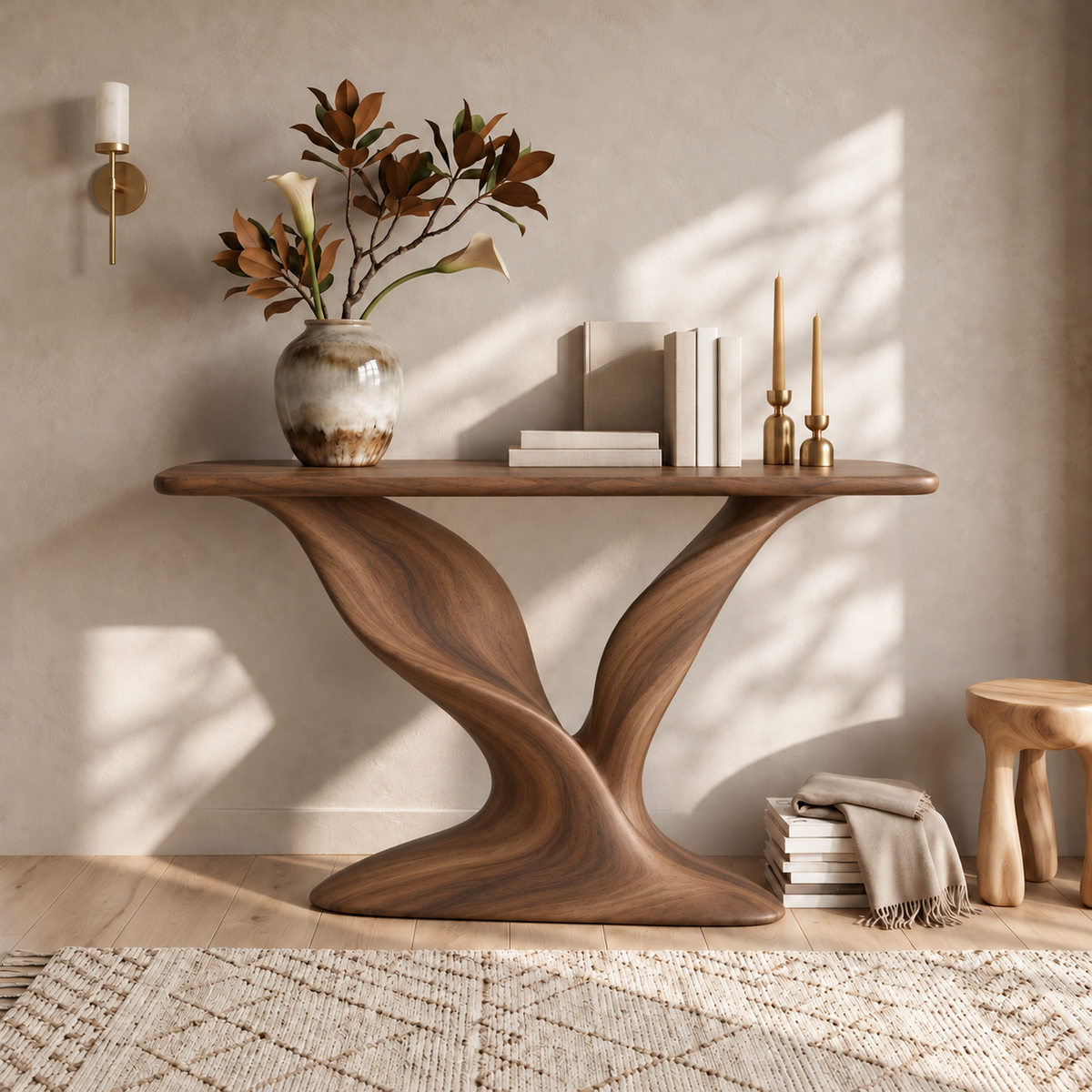 Sylvie Sculptural Solid Wood Console Table - Design 686 - original main view