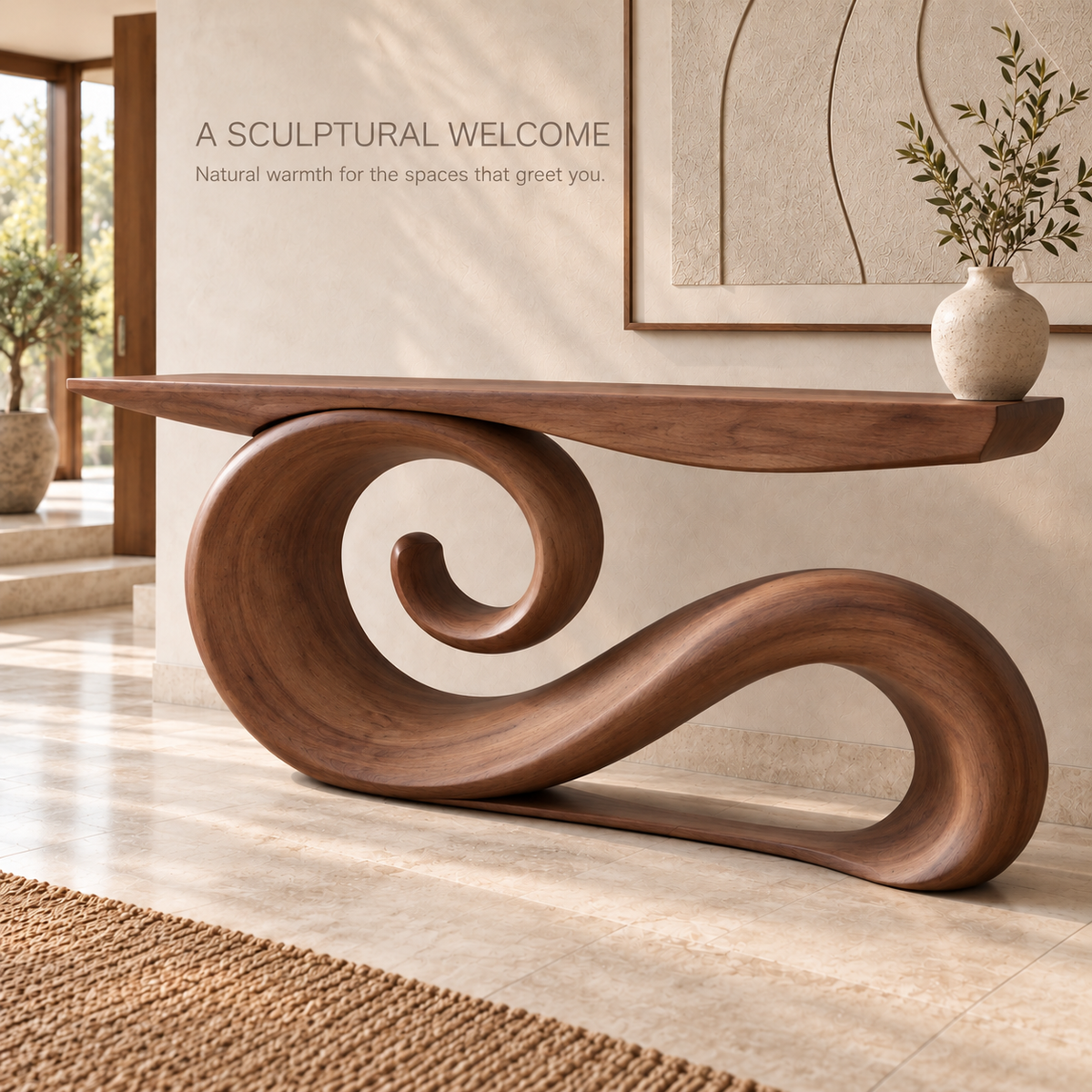 Varen Sculptural Solid Wood Console Table - Design 687 - product detail 1