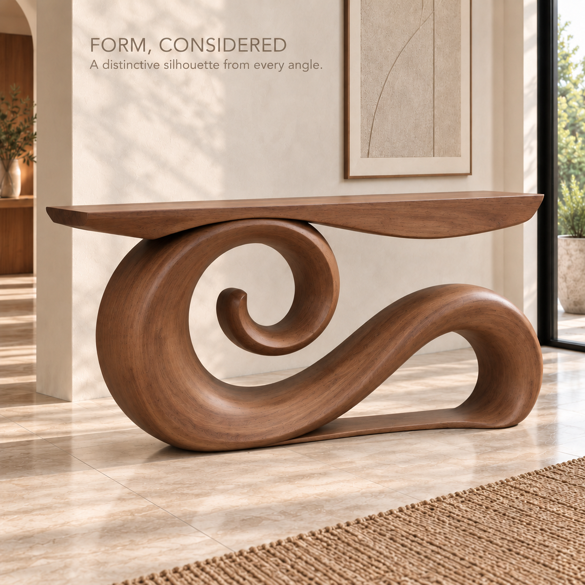 Varen Sculptural Solid Wood Console Table - Design 687 - product detail 2