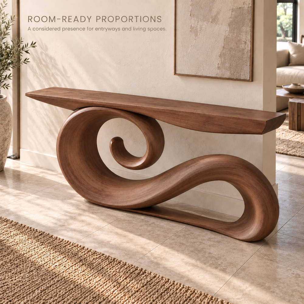 Varen Sculptural Solid Wood Console Table - Design 687 - product detail 3