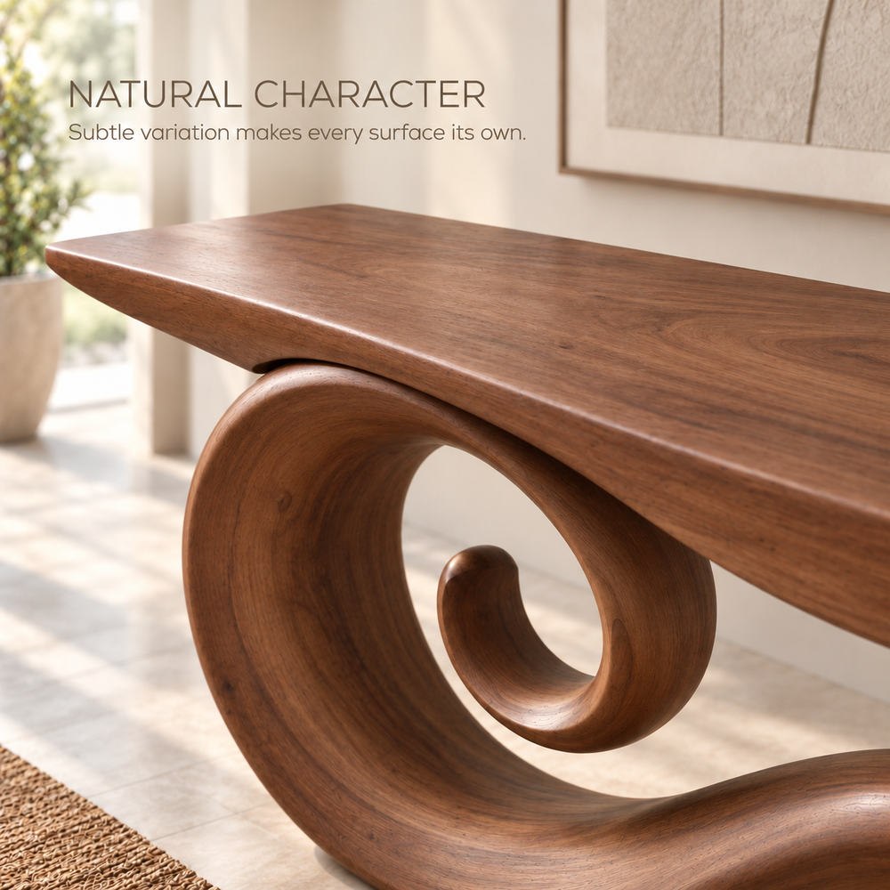 Varen Sculptural Solid Wood Console Table - Design 687 - product detail 4