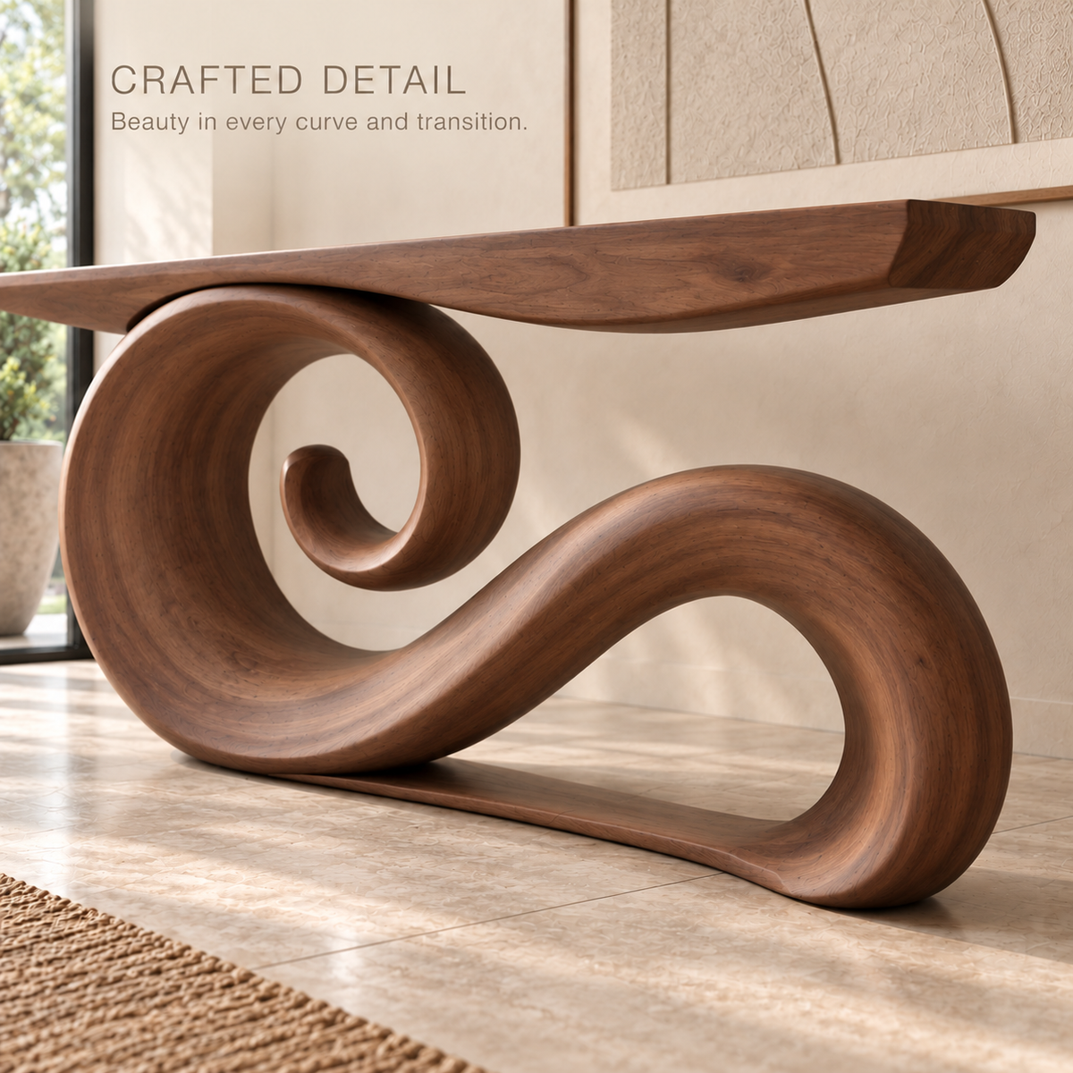 Varen Sculptural Solid Wood Console Table - Design 687 - product detail 5