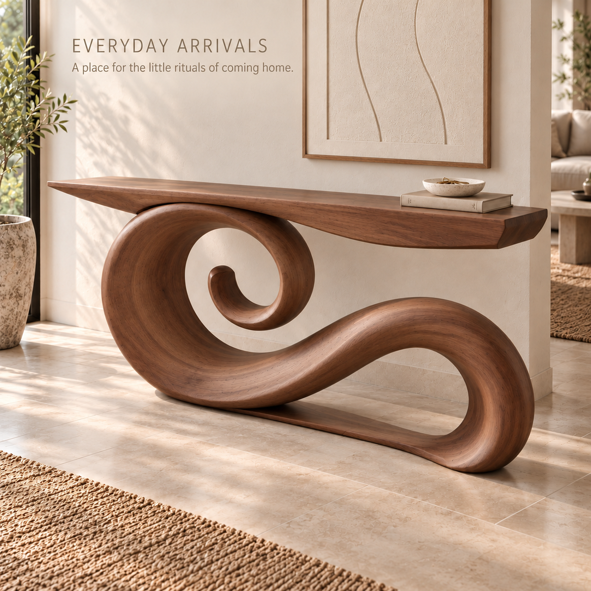 Varen Sculptural Solid Wood Console Table - Design 687 - product detail 6