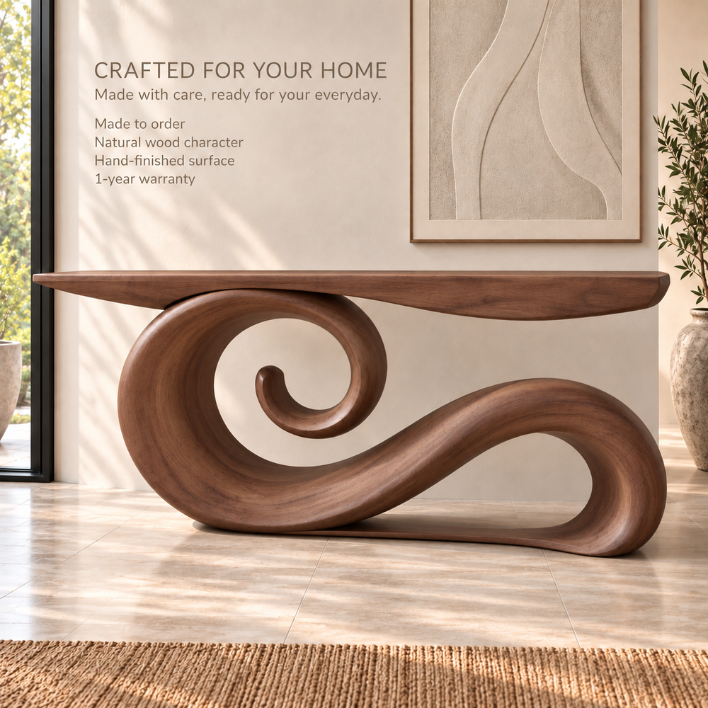 Varen Sculptural Solid Wood Console Table - Design 687 - product detail 8