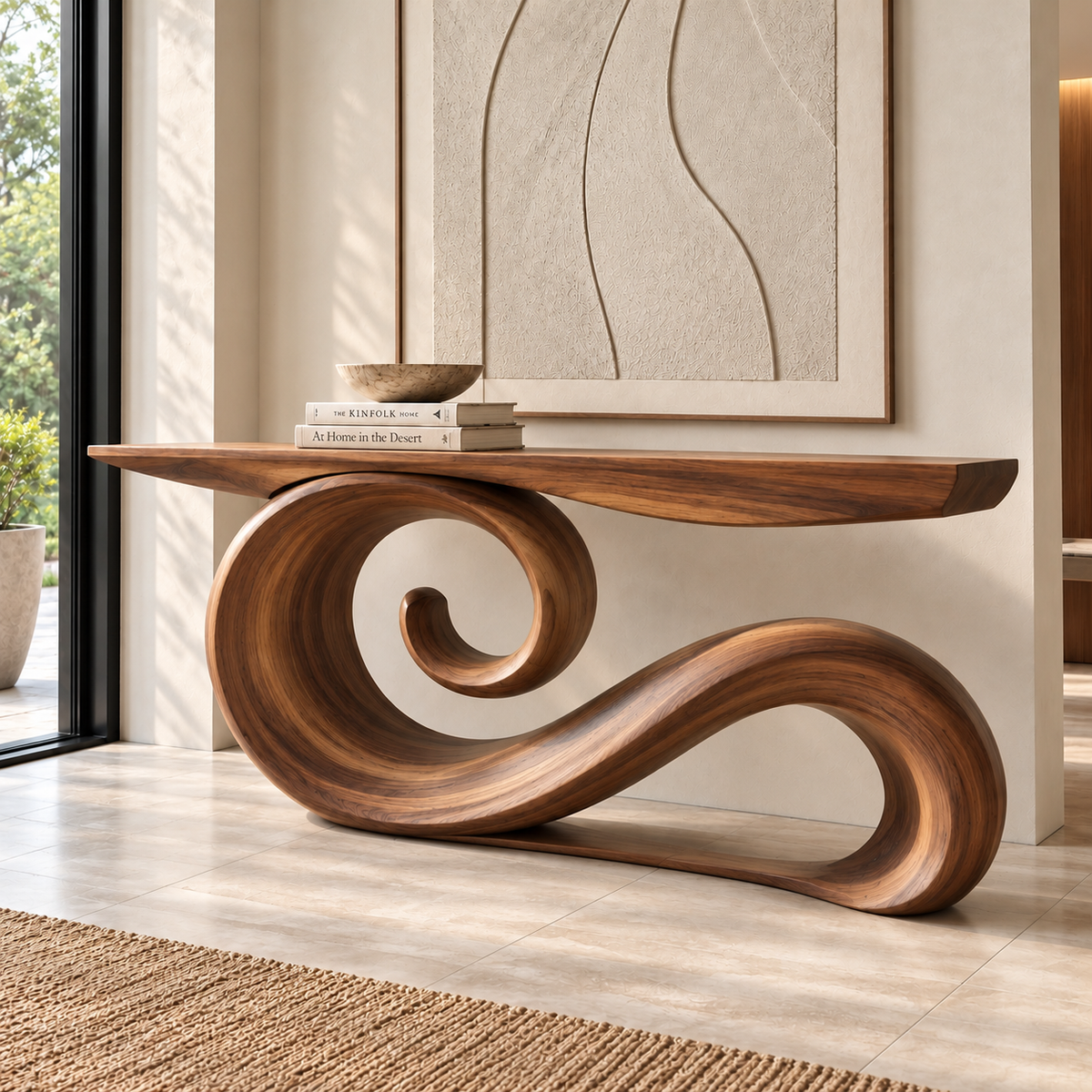 Varen Sculptural Solid Wood Console Table - Design 687 - original main view