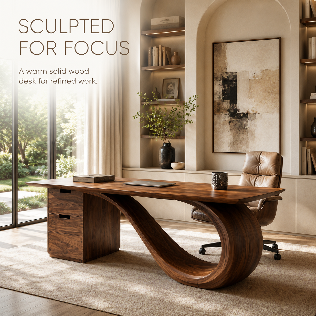 Rowan Curved Wood Office Desk - Design 002 - product image 02