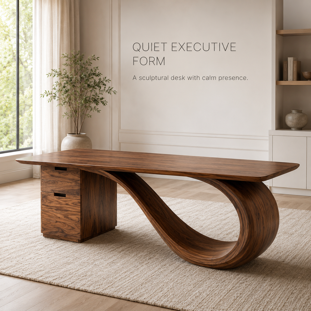 Rowan Curved Wood Office Desk - Design 002 - product image 03