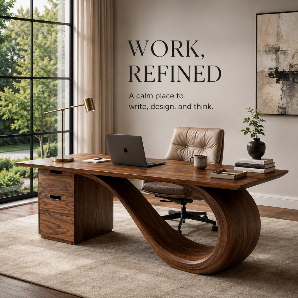 Rowan Curved Wood Office Desk - Design 002 - product image 07