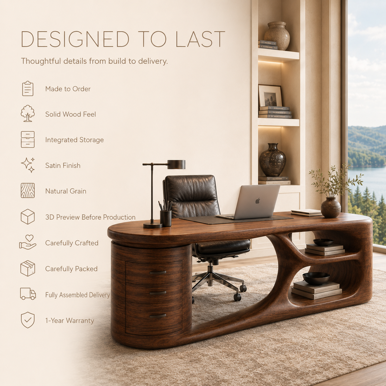 Brielle Sculpted Executive Desk - Design 014 - product image 09