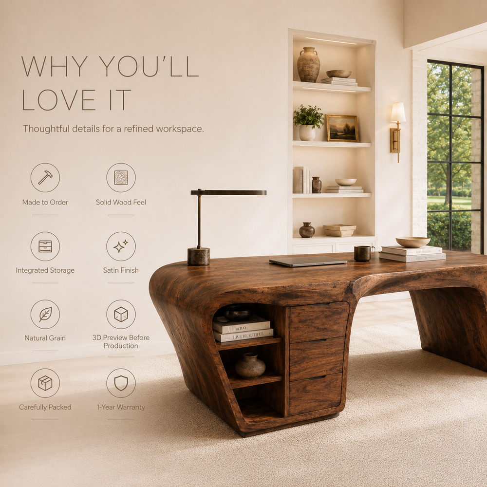 Vale Modern Solid Wood Desk - Design 015 - product image 09