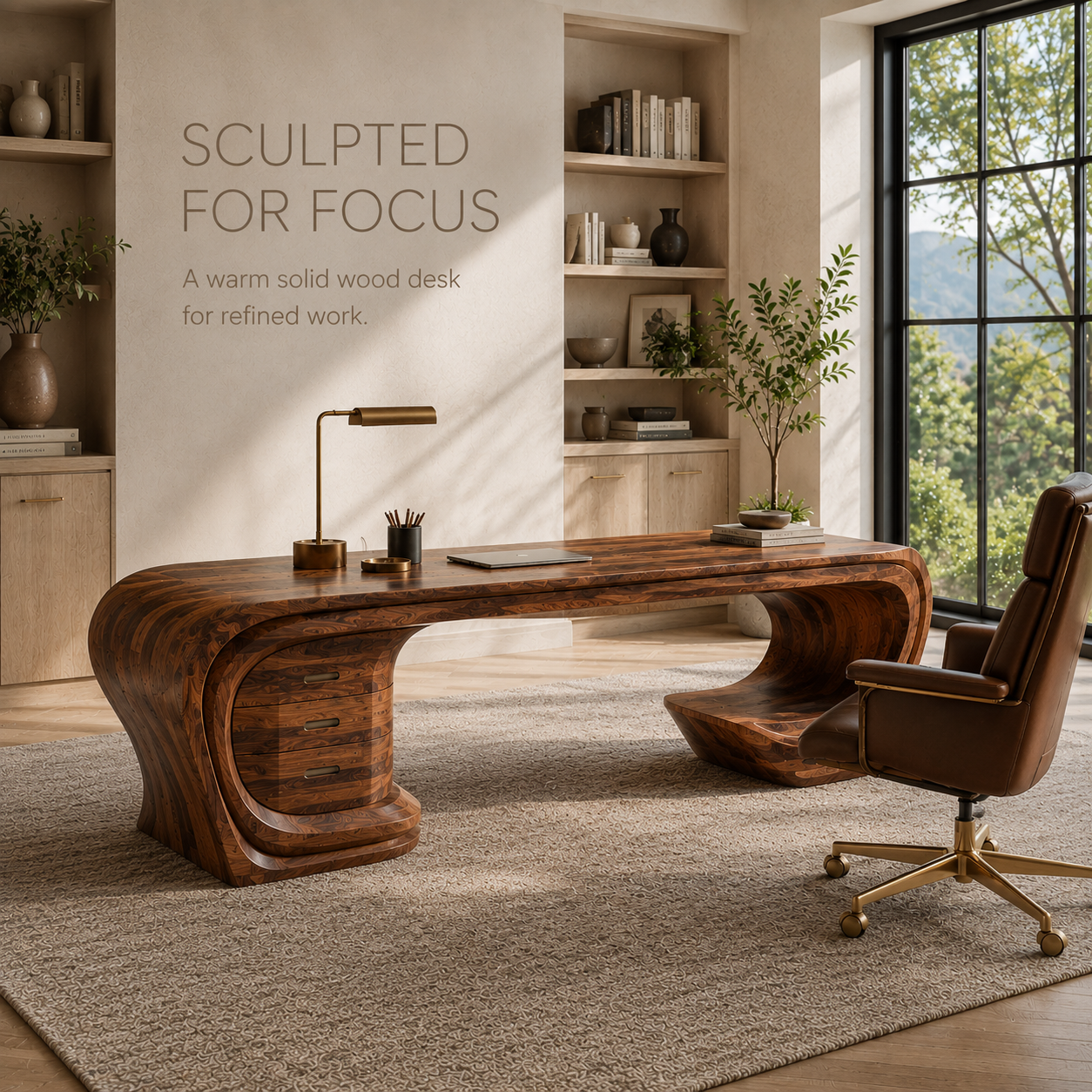 Alden Warm Walnut Desk - Design 017 - main view